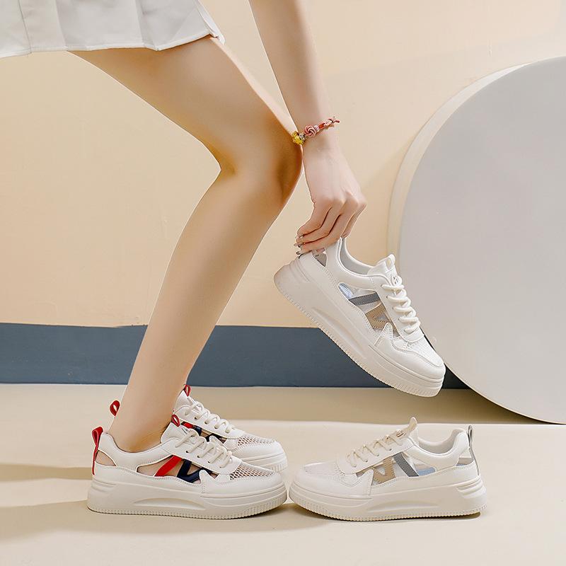 Mesh Hollow White Shoes Female Student Korean Version 2025 Summer New Versatile Sports and Leisure Board Shoes Female WS701