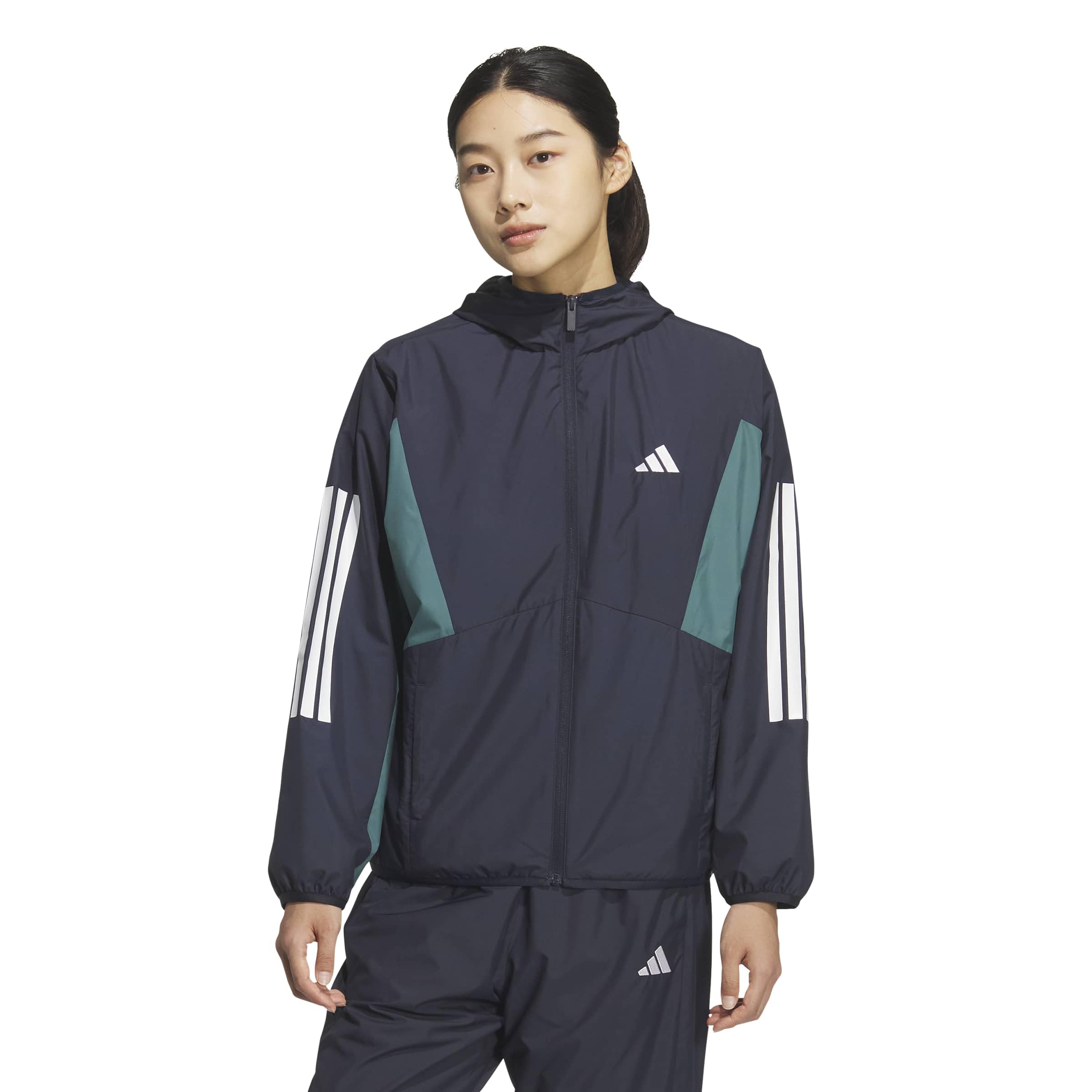 Тканая куртка Adidas Team цвета Legend Ink, размер M, женская, с 3 полосками (NCX84) (KA0933)