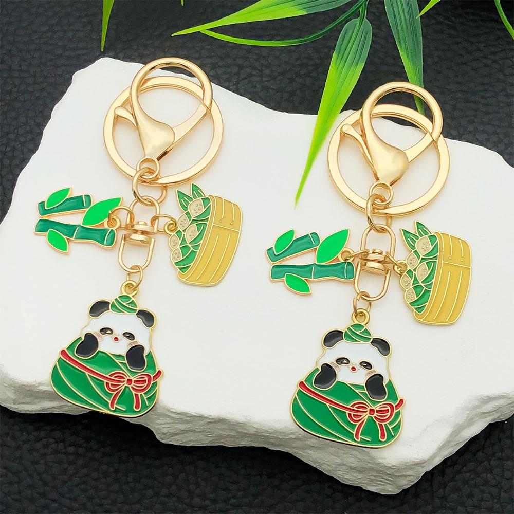 Cartoon Panda Zongzi Keychain - Cute Dragon Boat Festival Pendant for Backpack