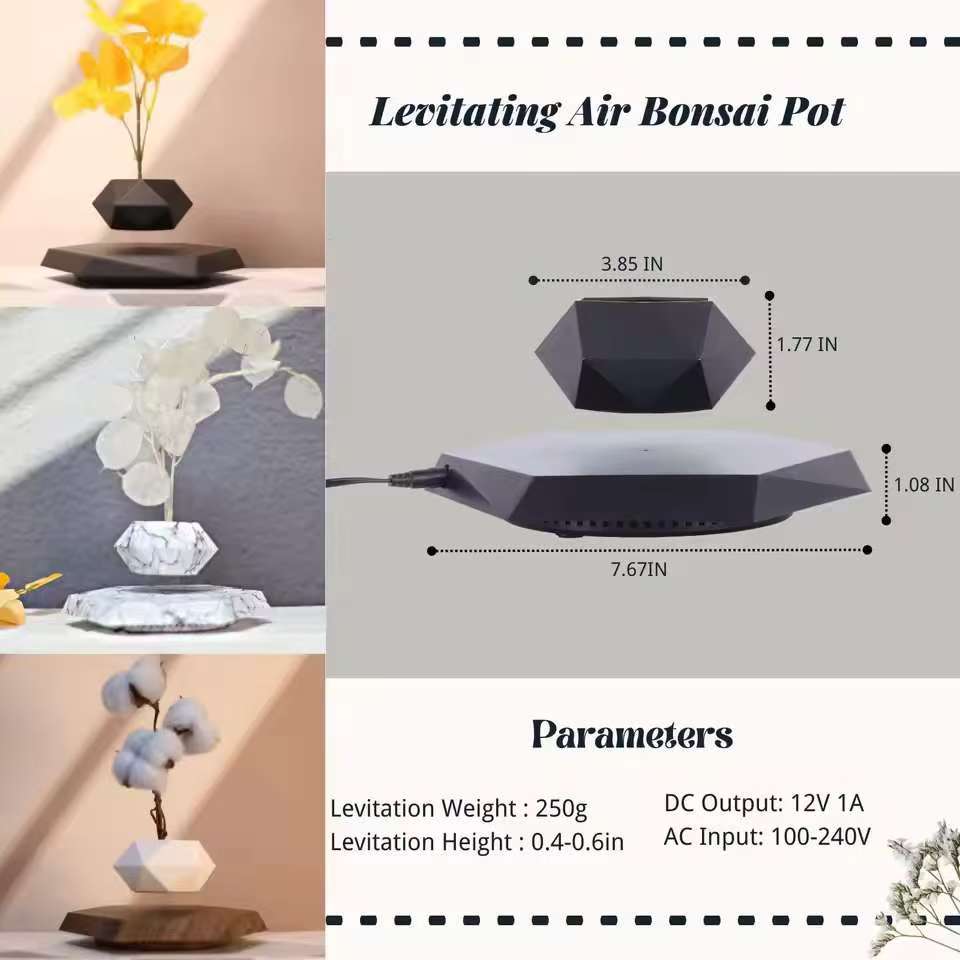 Stile Nordico Bonsai a Levitazione Magnetica Vaso per Piante Galleggiante Vaso per Air Bonsai Vaso per Fiori a Levitazione Magnetica Regalo Creativo Decorazione per la Casa