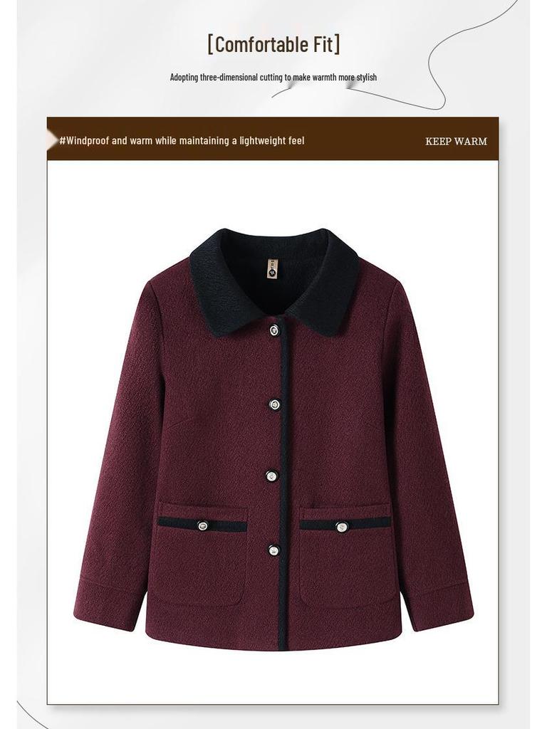 Short Spring/Autumn Wool Jacket for Petite Middle-aged Women - Chic & Fashionable 2026 Edition