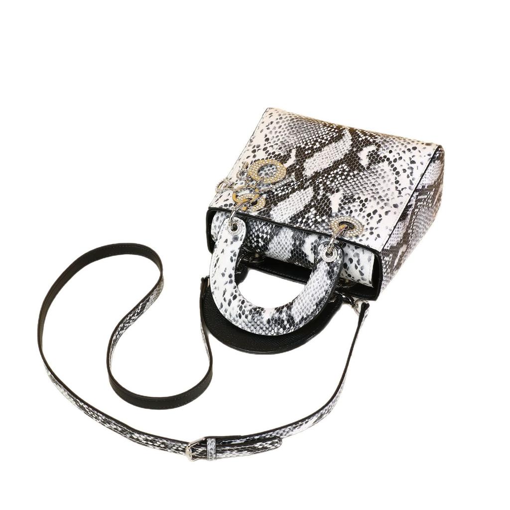 Python Skin Pattern Women's Handbag, Single-shoulder Crossbody Small Square Bag, High-end Classic Women's Bag, Princess Diana Bag