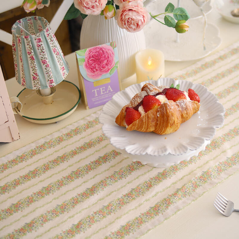 

Rose Vintage Striped Linen Table Runner for 2 120cm (for 2 people)