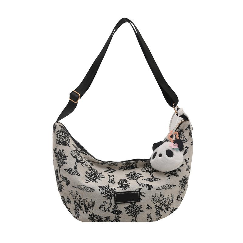 Bags Women's Portable Underarm Casual Pillow Bag 2025 New Autumn Denim Bag Bow Embroidery Bag