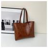 New women's simple large-capacity tote bag retro solid color trendy casual portable shoulder