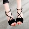New sandals women's fish mouth flat heel rear zipper hollow root women's sandals