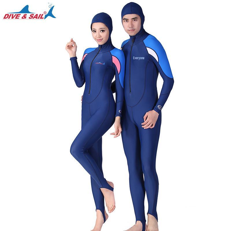 DiveSail Unisex Jednodílný Šnorchlovací Oblek s Kapucí - Ochrana proti Slunci pro Potápění, Surfování & Medúzy