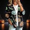 Women's Casual Button Down Halloween Print Jacket for Fall Seasonal Wear