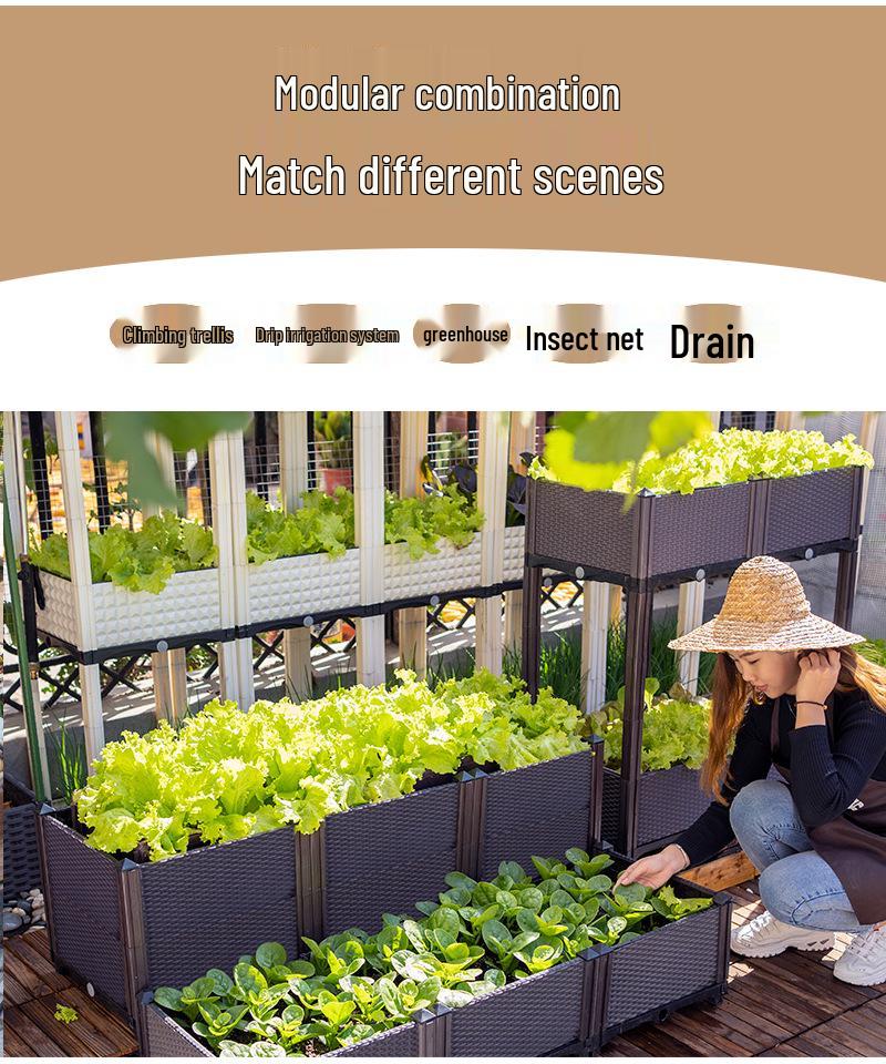 Thickened Plastic Vegetable & Flower Planter Box for Balcony, Indoor, Terrace, or Courtyard