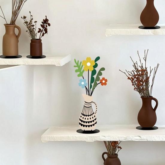 Modern Farmhouse Accents Metal Vase Silhouette Tabletop Decor, Sculptures Desktop Ornaments, Living Room Table Decor Creative Shape Decorations