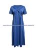 2026 Spring Solid Color V-Neck Short Sleeve Pocket Dress for Women