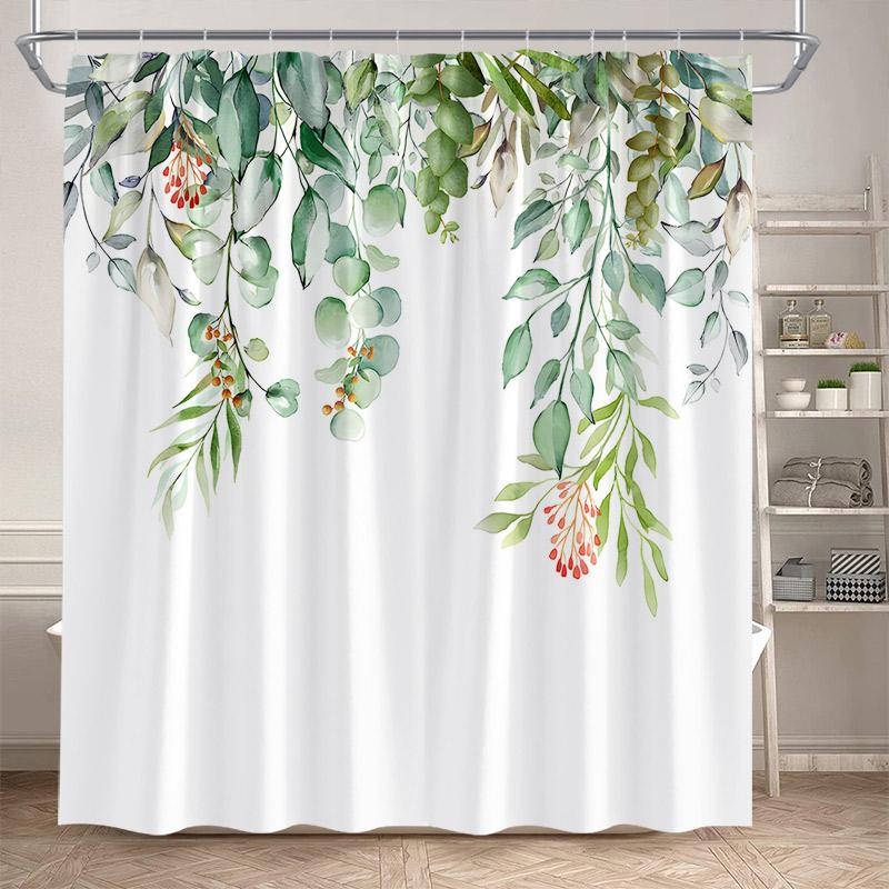 Floral Shower Curtain Blue Purple Pink Watercolour Flowers Plant Modern Minimalist Polyester Bathroom Decor Bath Curtains Set