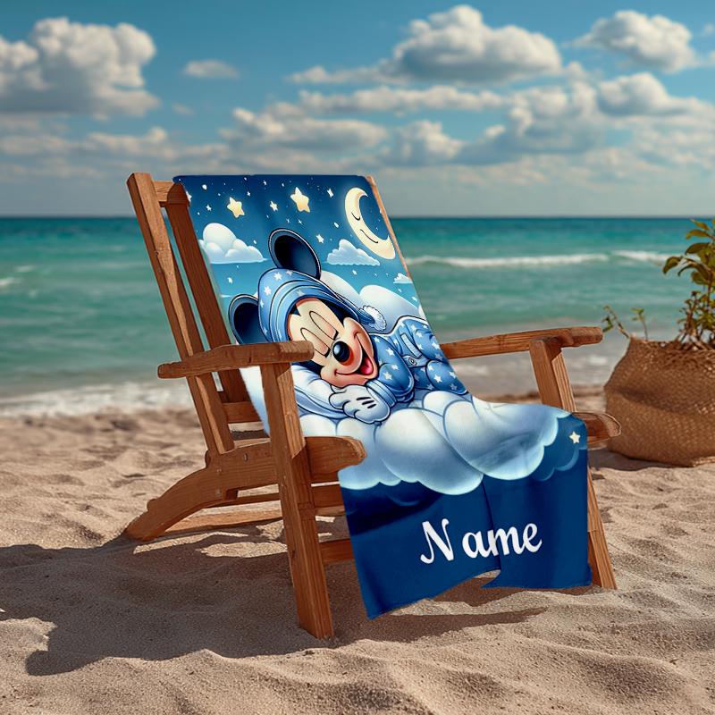 Custom Name Ultra-Soft Beach Towel with Mickey Theme,Ideal for Pool - Camping, Diving - Perfect Travel Essential, Vibrant Beach Towel.