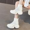 Moda Nuevo 8CM Botines de Punto Elástico Calcetín de Tela Plataforma Cuña Tobillo Slip on Primavera Otoño Moda Mujer Zapatos Bling de Pedrería
