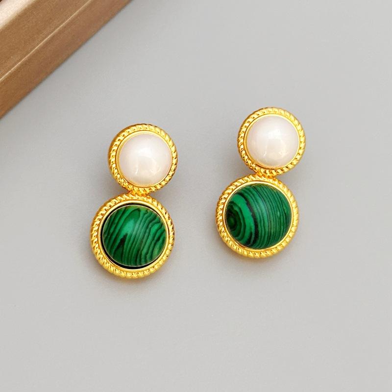 

Retro Natural Malachite Earrings, Premium Stud Earrings.