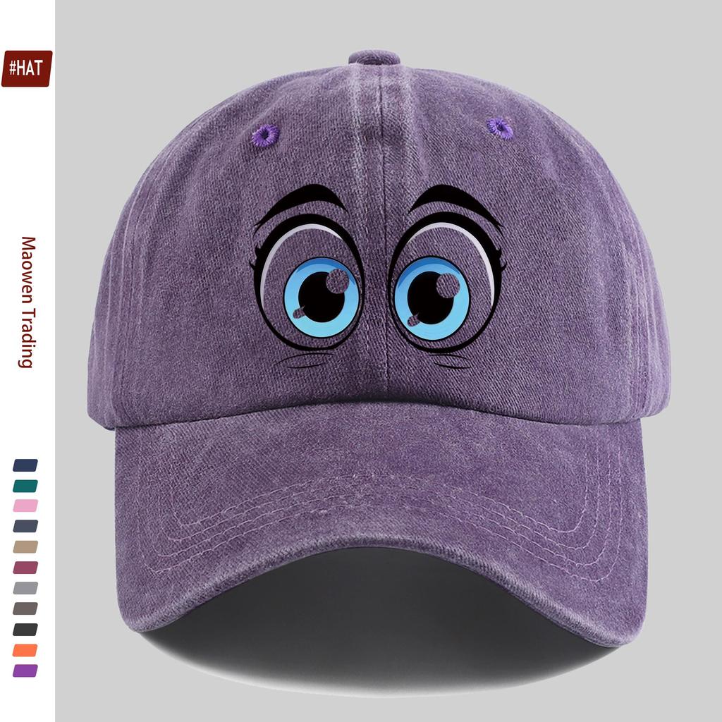 pc Anime Sparkling Eyes Print Baseball Cap with Cartoon Elements Sun Hat Casual Decorative Hat MultiColor Optional Home Lei