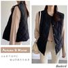 Baobird Sleeveless Down Argyle Quilted Warm Plus Solid Cold Everyday Spring Women's Vest, Lightweight, Padded, Pattern, Open-Front, Top, Innerwear,