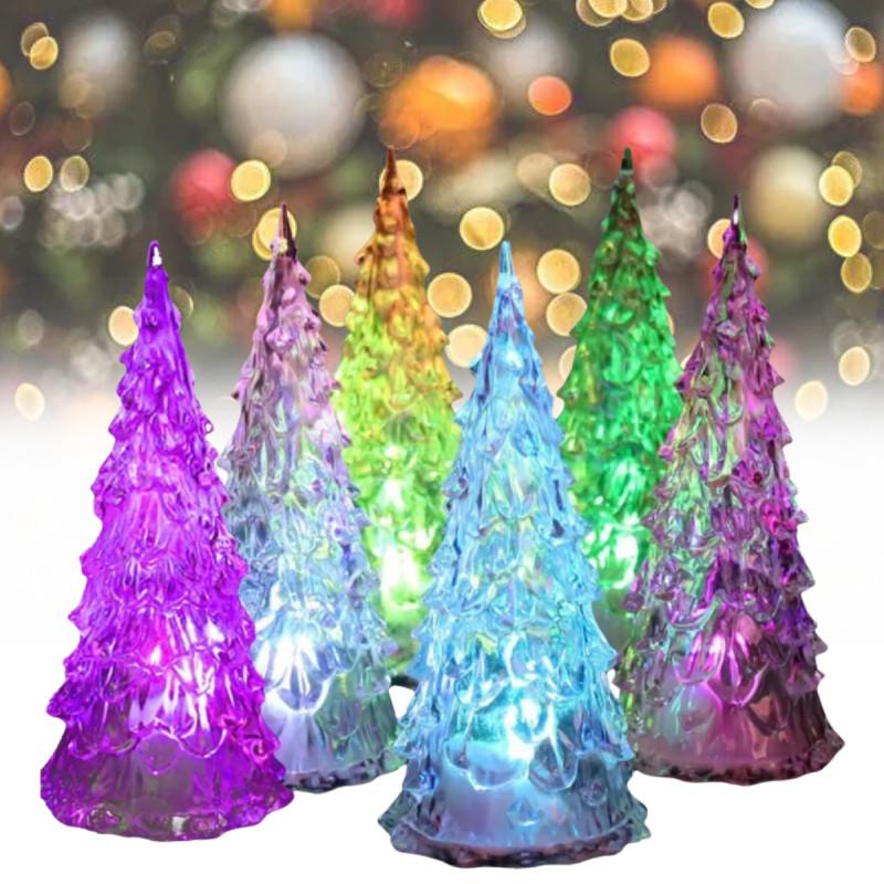 Julelys LED Krystalltre Flerfarget Hjemmefest Bord Mini Dekor Jul