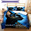 3PC Custom Name Blue Cat Dreamscape Bedding Set Duvet Cover Closure Includes 1 Duvet Cover & 2 Pillowcases for Bedroom
