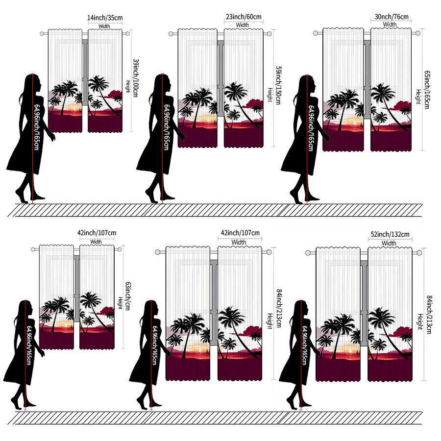 Coconut Tree Landscape Printed Curtains Pole Bag Christmas Decorations Daily Home Room Made Of Polyester