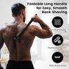 Back Shaver for Men with Foldable Long Handle, Premium Stainless Steel Body & Back Hair Trimmer, Repl aceable Safety Blades, Wet or Dry Use