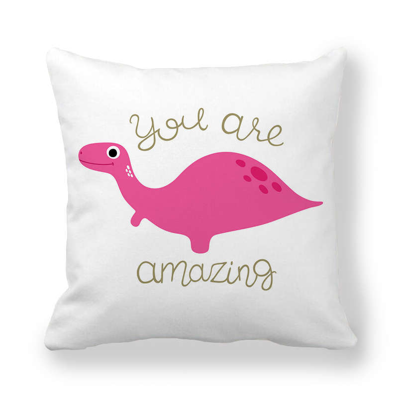 Cute Funny Dinosaurs Cartoon Print Children Pillow Cover Hot Kids Room Decorative Cushion Cover Modern Simple Sofa Throw Pillows