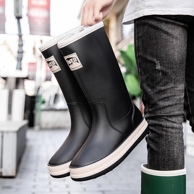 

Летние высокие сапоги для мужчин и женщин в одном стиле, нескользящие, водонепроницаемые, для мойки автомобиля, рабочие, резиновые сапоги, размер 36-44 36