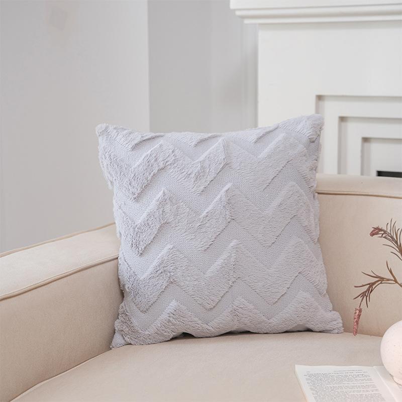 Nordic Style Large Wave Quilted Embroidery Double-sided Plush Pillow Simple Square Nap Pillow Pv Velvet Bedside Cushion Pillow