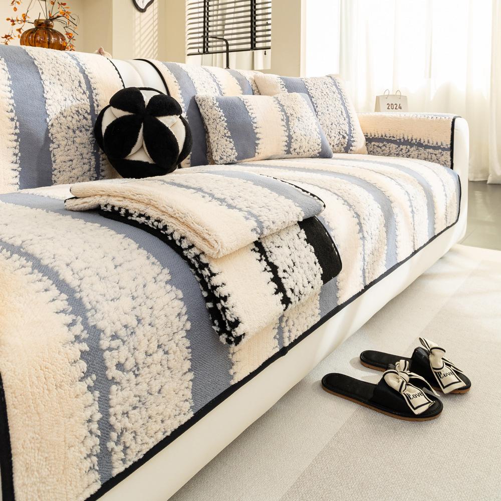 

Шу Хлопковый Ворс Утолщенная Плюшевая Подушка для Дивана Осень Зима Новая Нескользящая Прямой Ряд Подушка для Сиденья Кожаный Чехол для Дивана 70*70cm синий