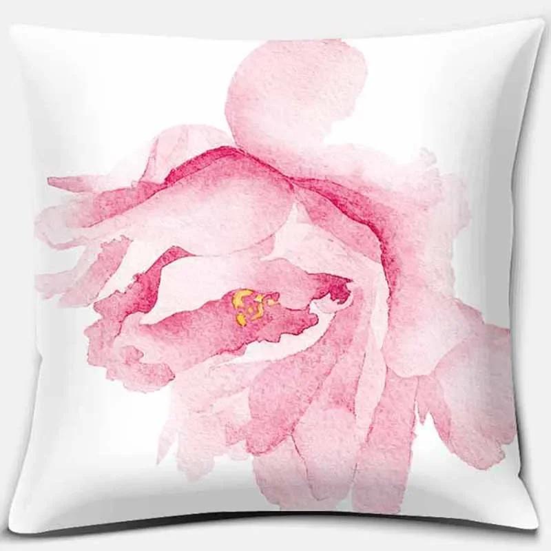 Home Decor Pink Printed Square Polyester Pillowcase Car Sofa Cushion Cover For Bedroom Living Room Sofa X