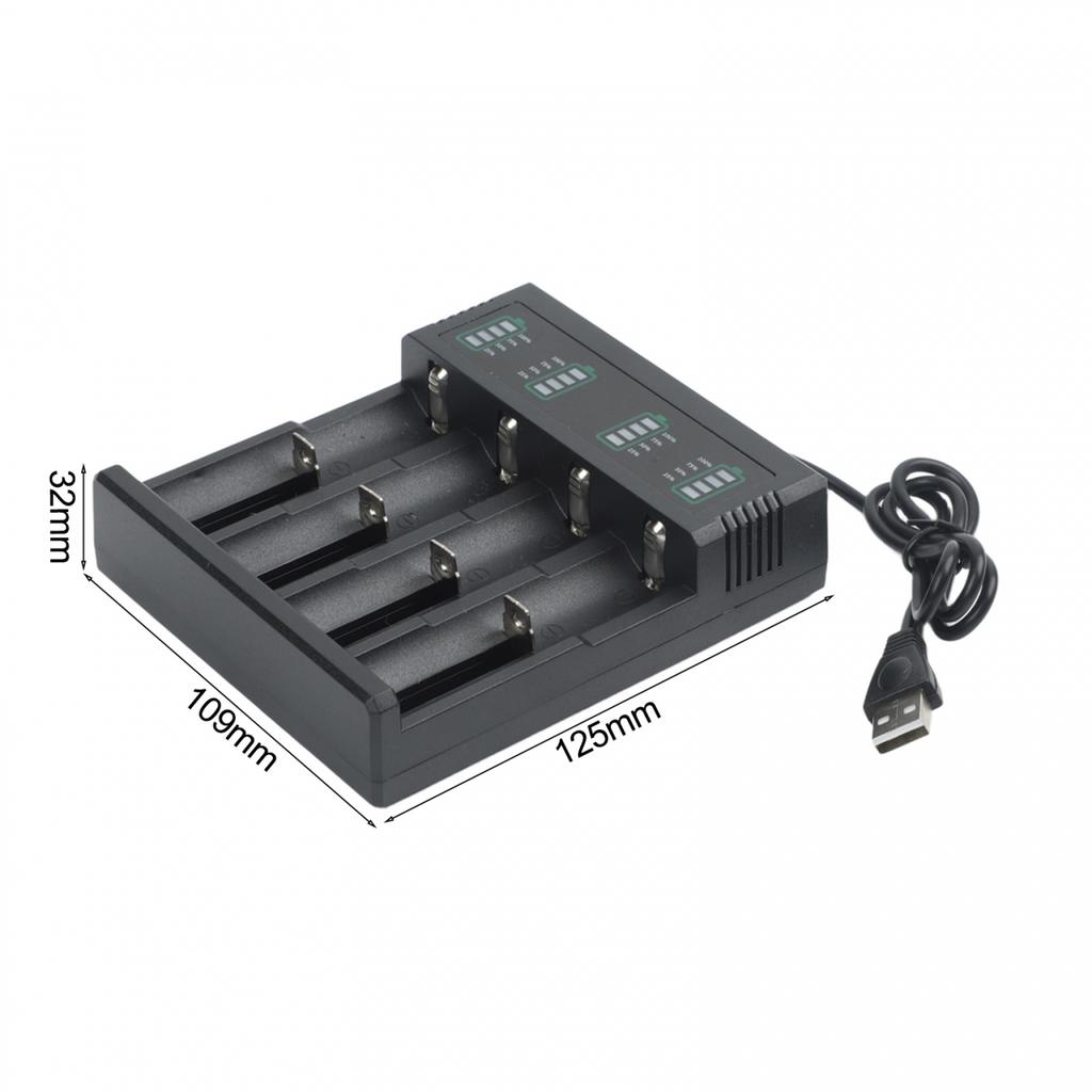 USB Battery Charger for 21700 14500 18500 26650 Lithium with 124 Charging Slots