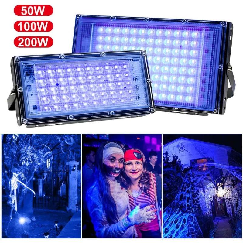 50W 100W 200W UV LED Flood Light Indoor Outdoor Flood Light 395nm 400nm UV Fluorescent Stage Light Party Spotlight
