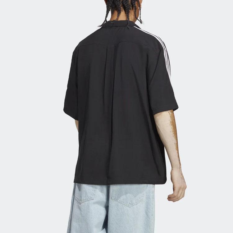 Adidas Originals X Home Of Classics Striped Logo Short Sleeve Shirt Men Tops Black HS2074