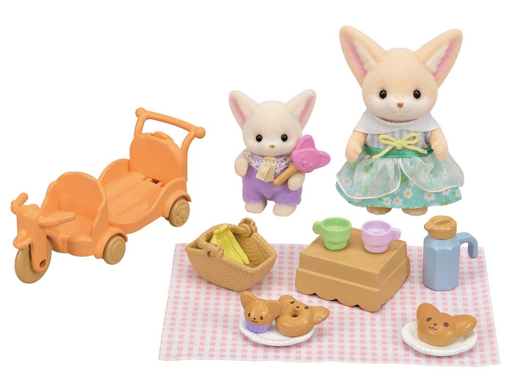 Sylvanian Families Doll and Furniture Set Picnic Fennec ST Mark Ages 3 and Toy Sylvanian Epoch "Friendly - Fox" DF-24 Certified, Up, Dollhouse,