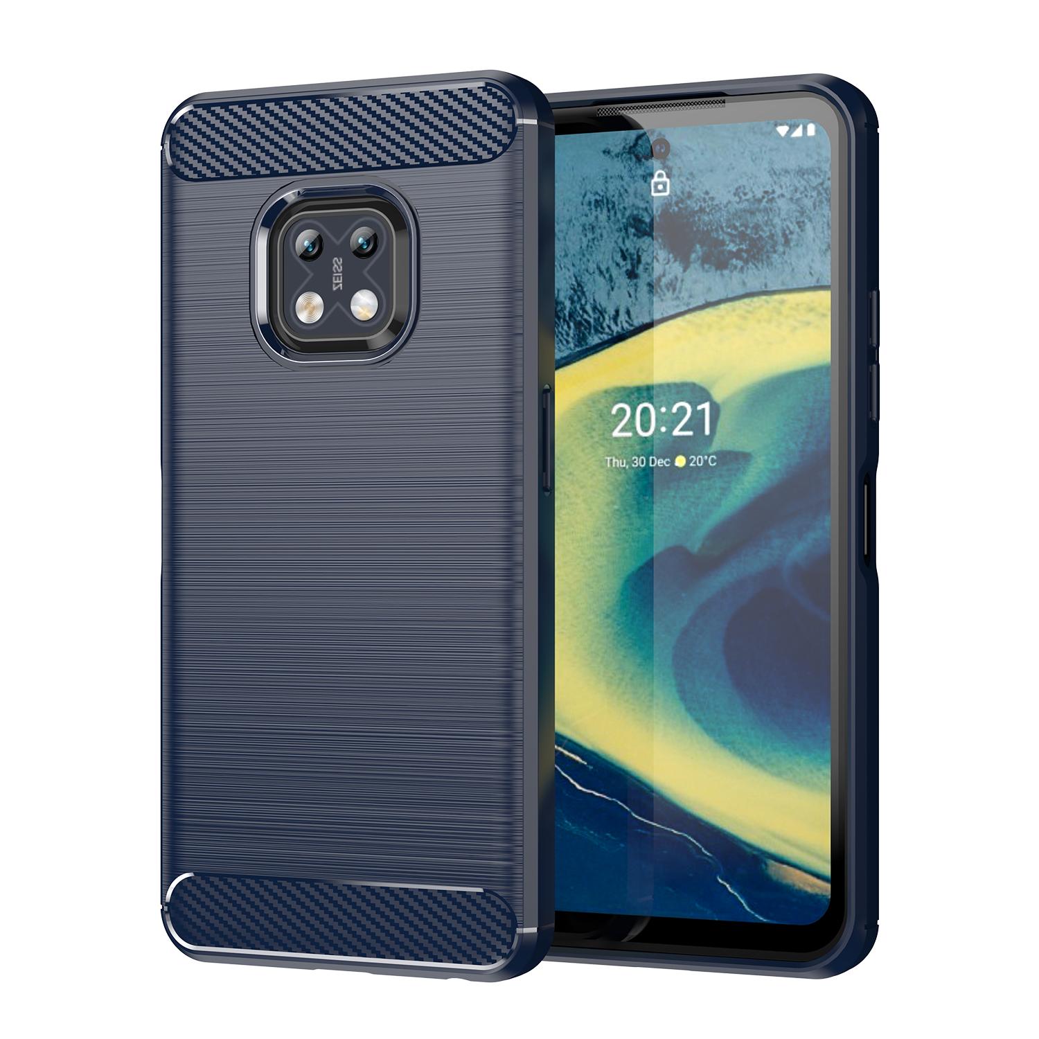 

Противоударный матовый чехол для Nokia XR20 Роскошная задняя крышка из углеволокна для nokia xr20 Силиконовые мягкие защитные чехлы Coque Fundas For Nokia XR20 синий