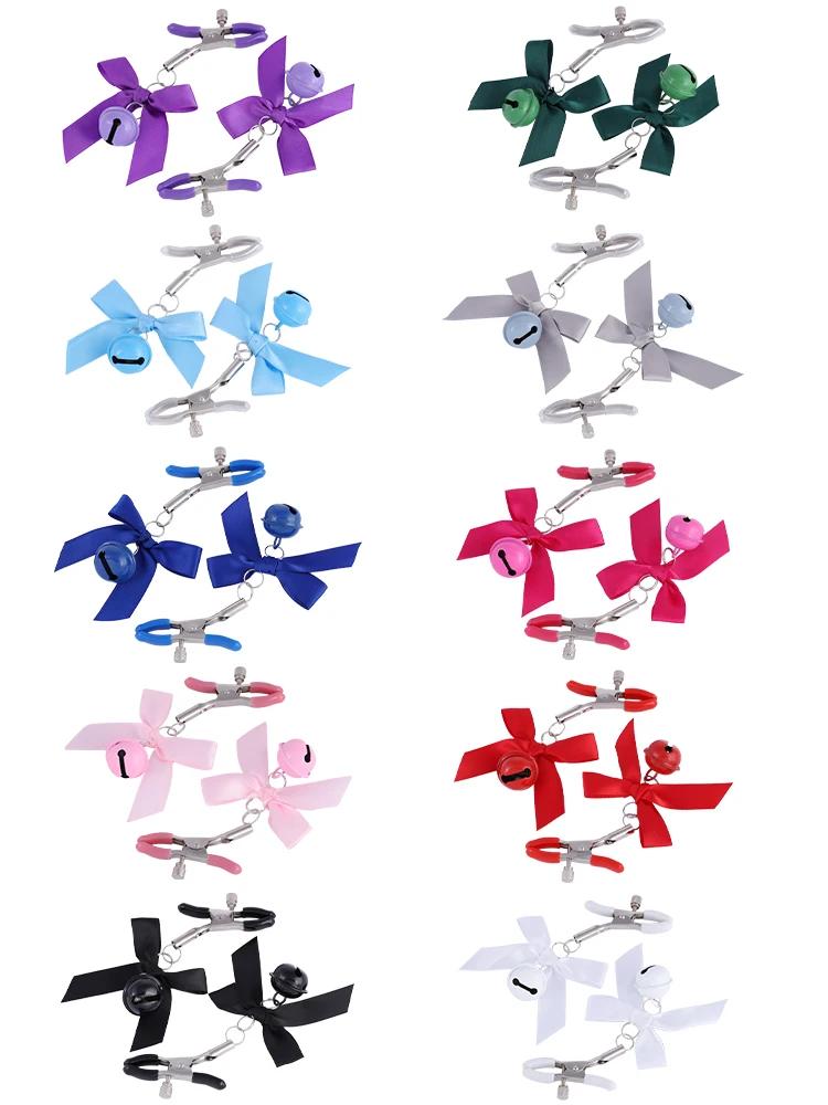 Stainless Steel Metal Bow Ties Nipple Milk Clips Breast Clip Sex Slaves Nipple Clamps Sex Toys Butterfly Style For Couples SM