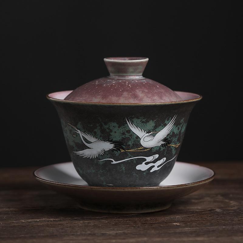 

Керамическая супница Sancai Kung Fu Creative Tea A Crane Queen s Cup Tea Bowl Gaiwan Керамический супник Набор для чая из толстого фарфора