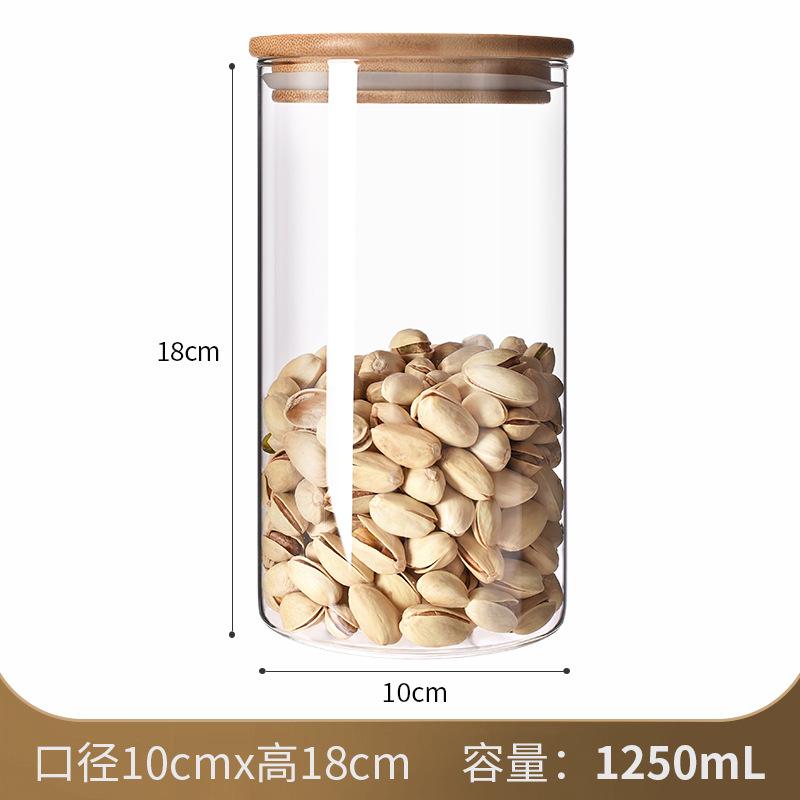 Wood Lid Glass Airtight Canister Food Container Tea Coffee Beans Kitchen Storage Bottles Jar Sealed Grounds Candy Jars Organizer