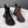 Brown New Women Ankle Boots Autumn Winter Platform Lace-up Women Punk Boots Thick Sole Combat Booties Female Mujer