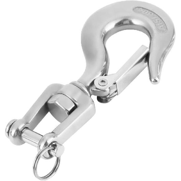 Walfront 304 Stainless Steel Swivel Lifting Hook with 650kg/1000kg WLL, Silver, 13.56.5cm/5.312.56in (650KG), 15.58.5cm/6.13.35in(1000kg), 258g458g,