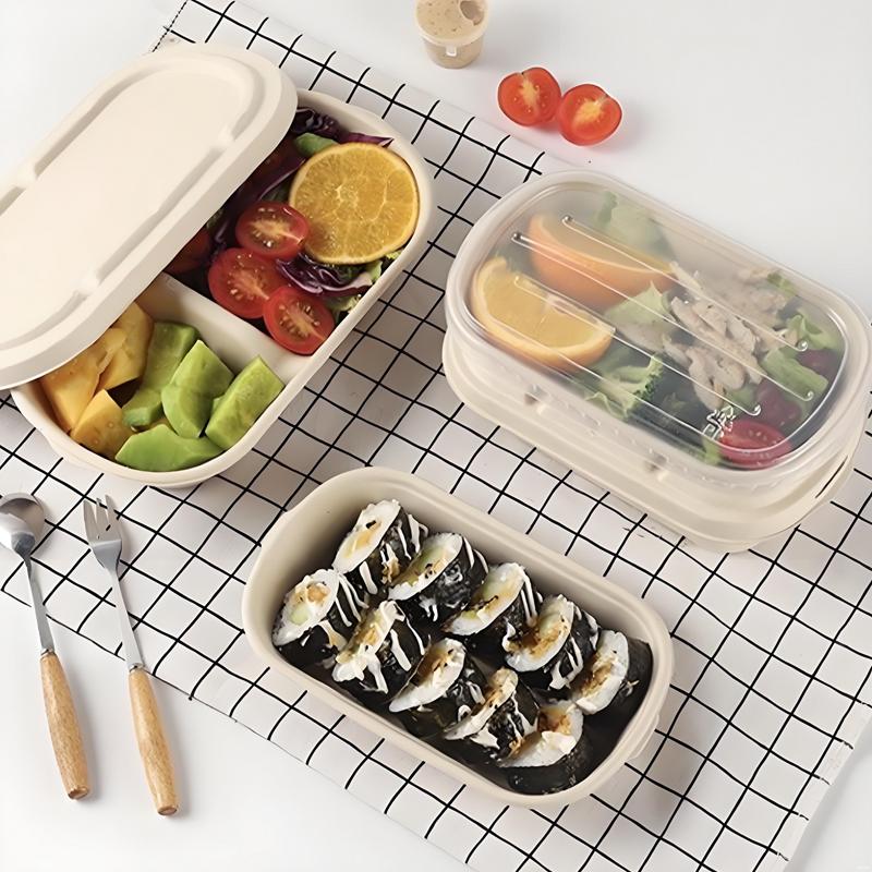 10/50 Stück Ovale Zuckerrohr Bagasse Boxen Umweltfreundliche Biologisch Abbaubare Lebensmittelbehälter mit PET-Deckel