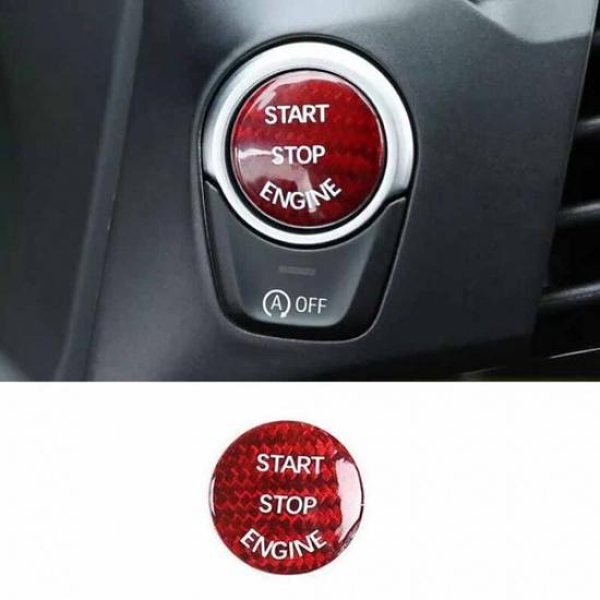 Dry Carbon Fiber 18-22 For BMW 5 Series One-Click Startup Button Cover Trim Red