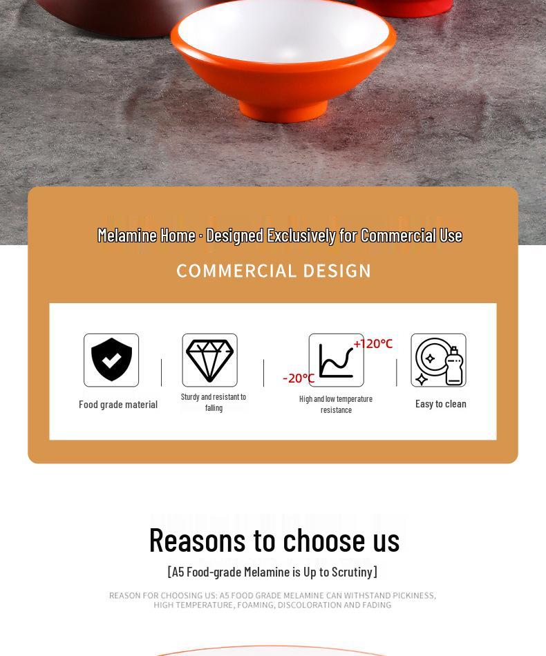 Melamine Noodle Bowl for Noodle Restaurants: Ideal for Luosifen, Malatang, Rice Noodles, and Chongqing Xiaomian