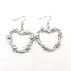 Barbed Wire Heart Earrings,gothic Heart Earrings,barbed Wire Jewelry,biker Jewelry,black Heart Drop Earrings,metal Rose Earrings