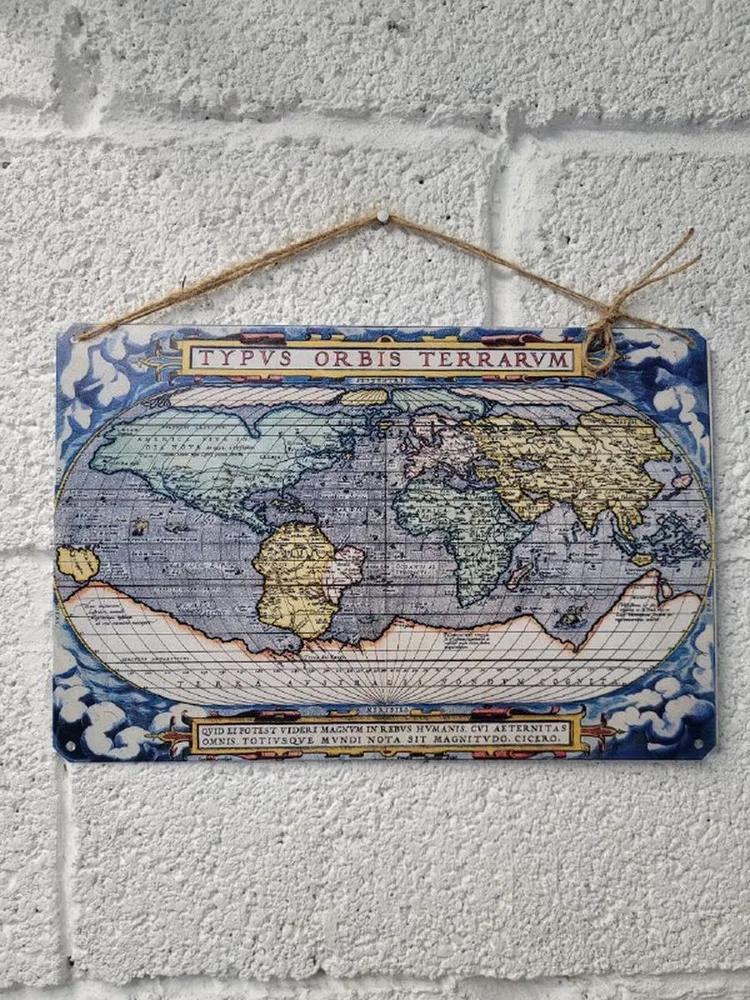 Middle Earth Map Lord of the Rings Tin Sign, Vintage Fantasy Metal Wall Art