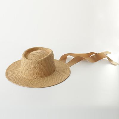 Elegancki Facebook Summer Paper Grass Long Ribbon Lady Grass Fedoras Cap Women Leisure Holiday Beach Panama Hat