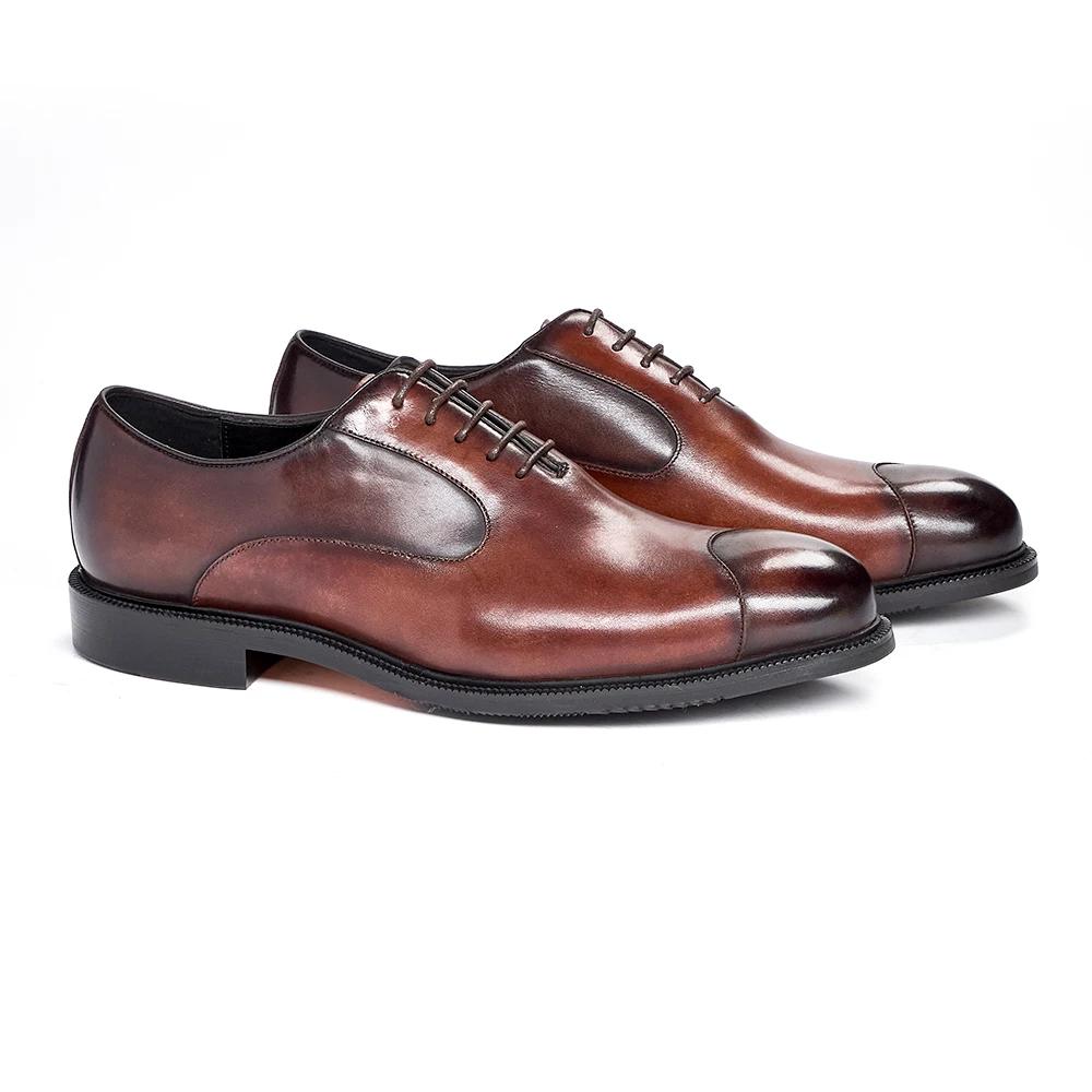 Fashion Men's Genuine Cow Leather Oxford Dress Shoes, Height Increase, Formal Lift Brogues, Wedding Suit Shoes, High Quality Elevator