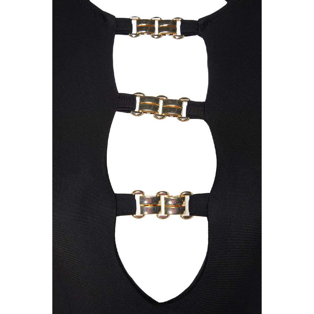 Zwart accessoire met uitgesneden gedetailleerd badpak Tbess22ma0283