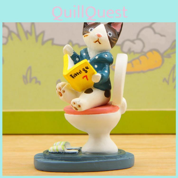 Read Book Resin Cat Action Figures Model Toy Cartoon Tabletop Gifts Decoration