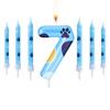 Blue Dog Paw Candles Number 1-7 Birthday Cake Decorations Cake Cupcake Topper for Boy and Girl Birthday Decoration